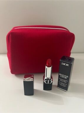 Dior New makeup bag + mini lipstick sample.
